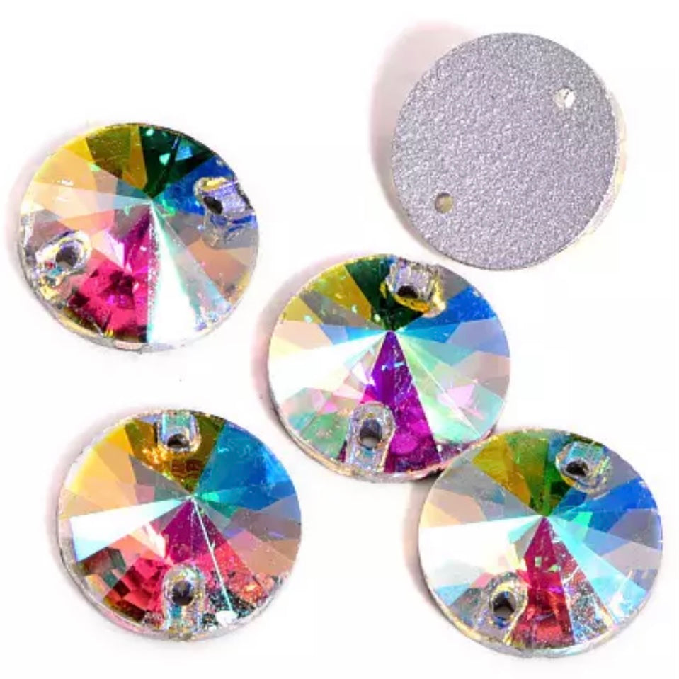 16mm Glass Rivoli Sew On -See Color Options