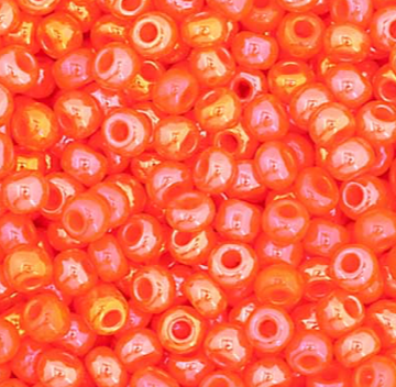 Perles de rocaille Preciosa 11/0 opaques, lustre arc-en-ciel orange