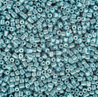 3-Cut 9/0 Czech Seed Beads Opaque Turquoise Blue Luster, 22g Vial or Strung