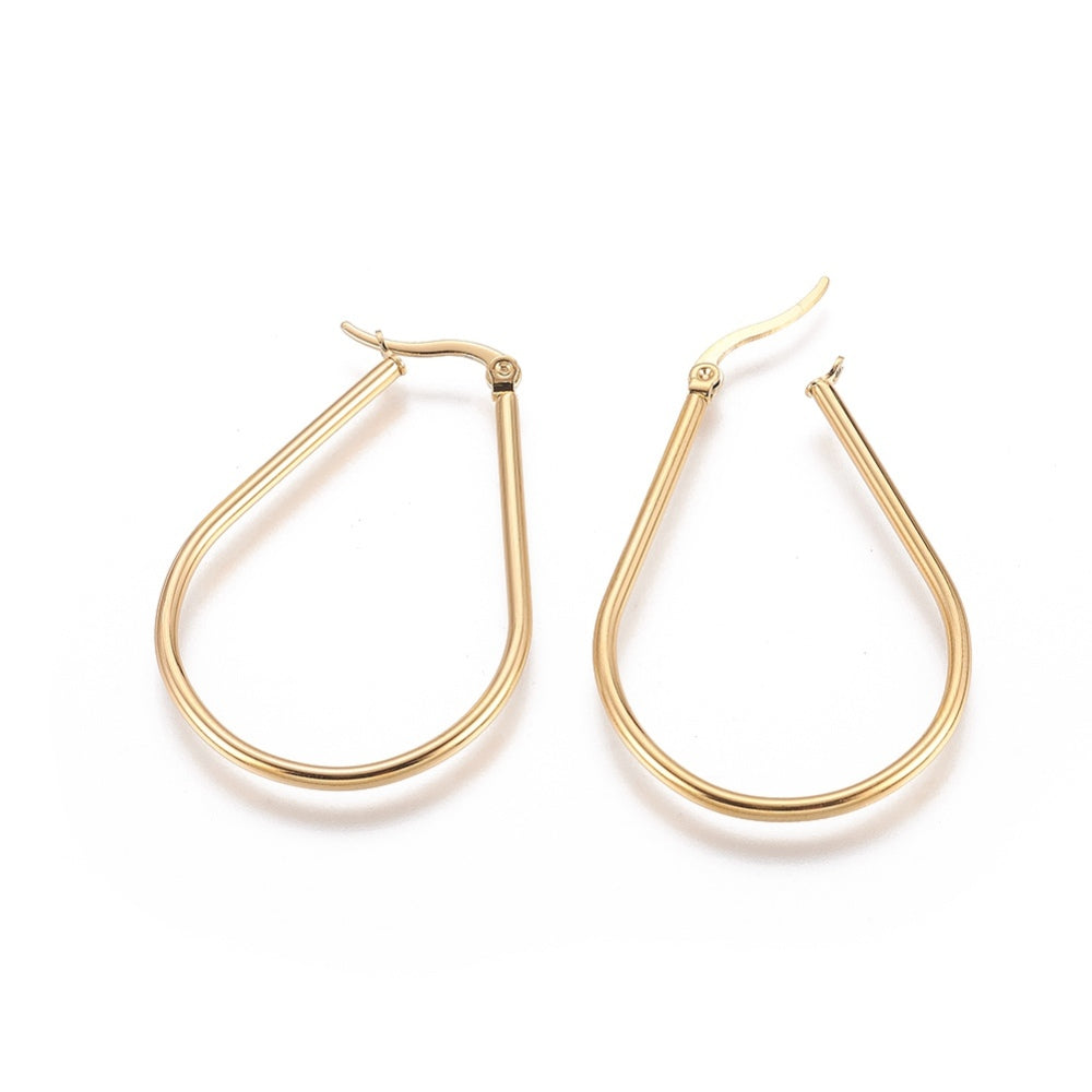 48mm 304 Stainless Steel Hoop Earring, Gold Color, Sold in Pairs