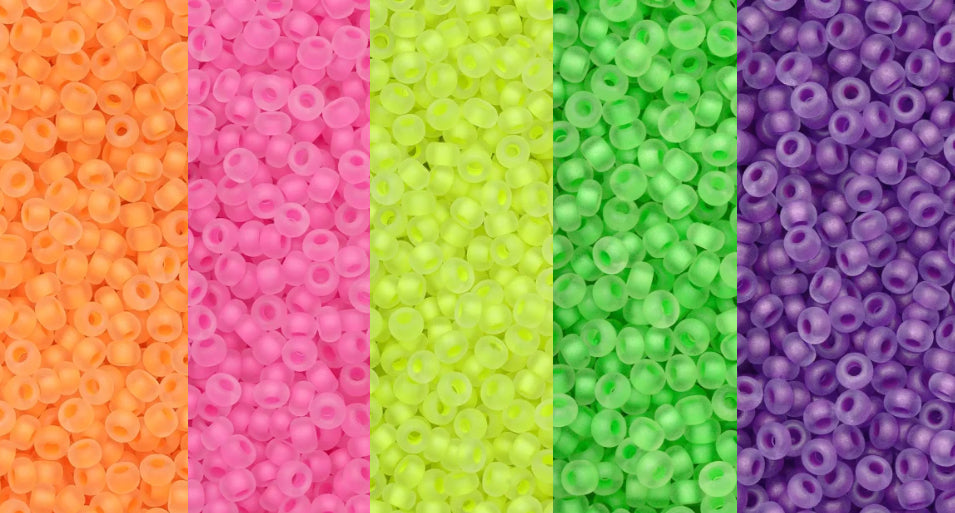 10/0 Seed Bead, Frosted Neon Color Set