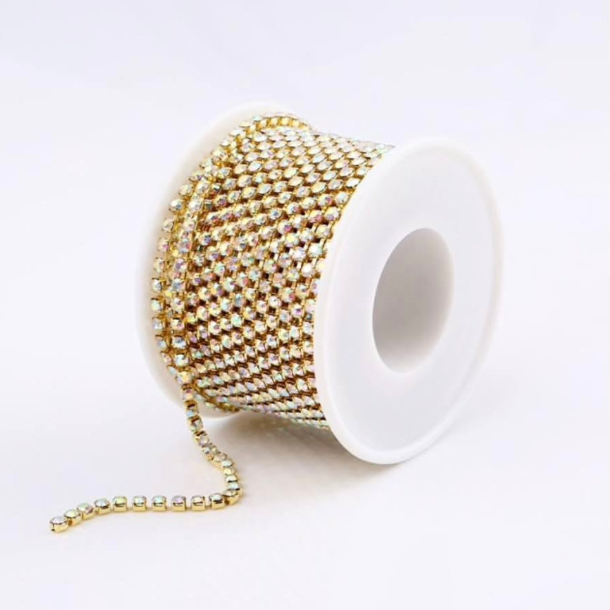 1 Yard SS6 Crystal on Metal Chain Rhinestone Banding - See Color Options