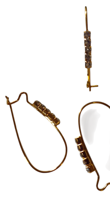 Kidney Hook Earwires with Crystals- 16*38 - See Color Options
