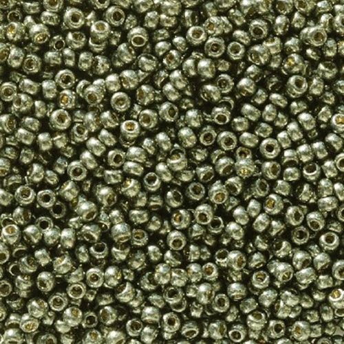 Cuentas de semillas Miyuki 11/0 Duracoat galvanizadas con olivino
