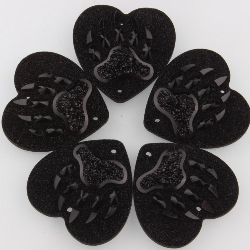 25mm Bear Paw AB, Heart, Resin, Sew On - See Color Options