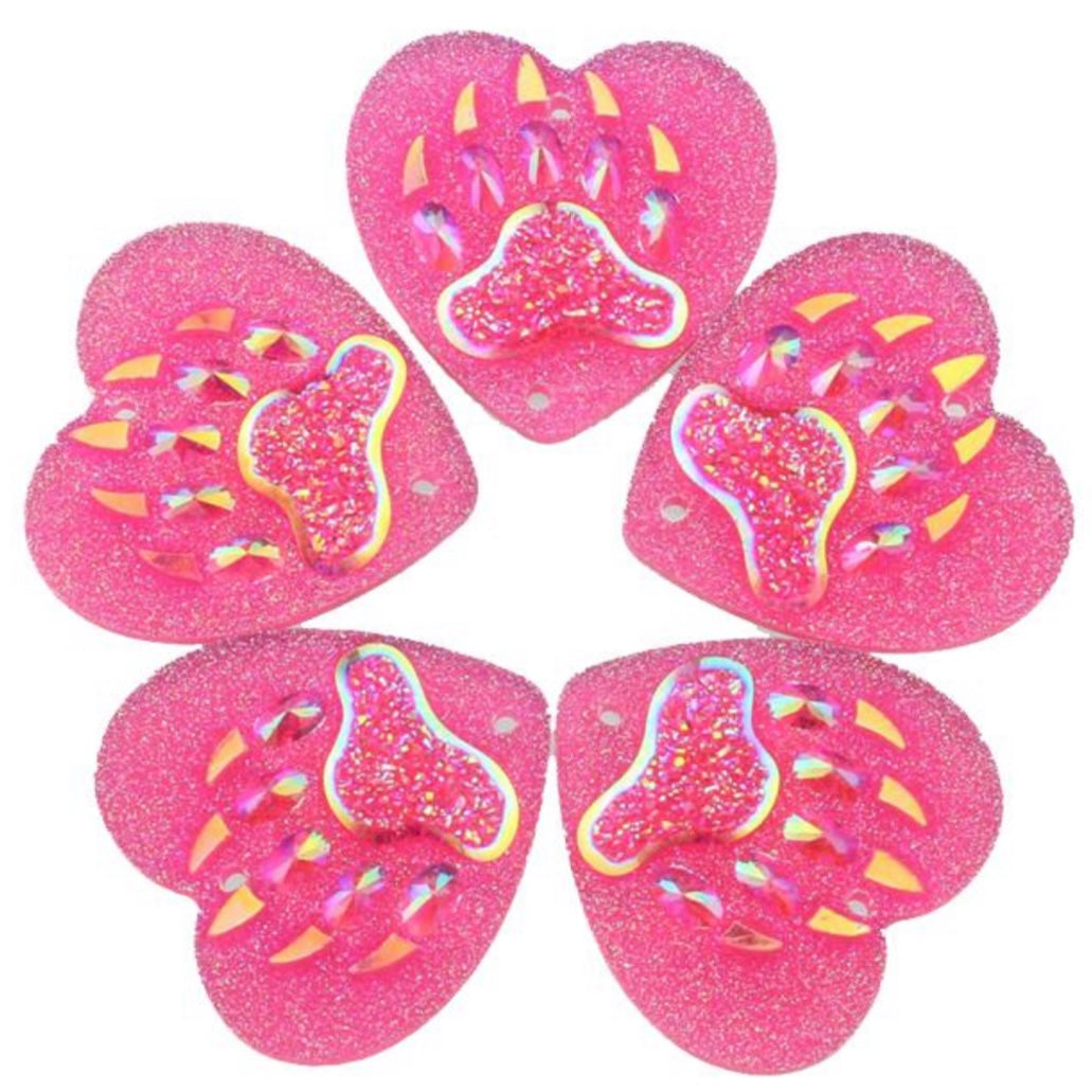25mm Bear Paw AB, Heart, Resin, Sew On - See Color Options