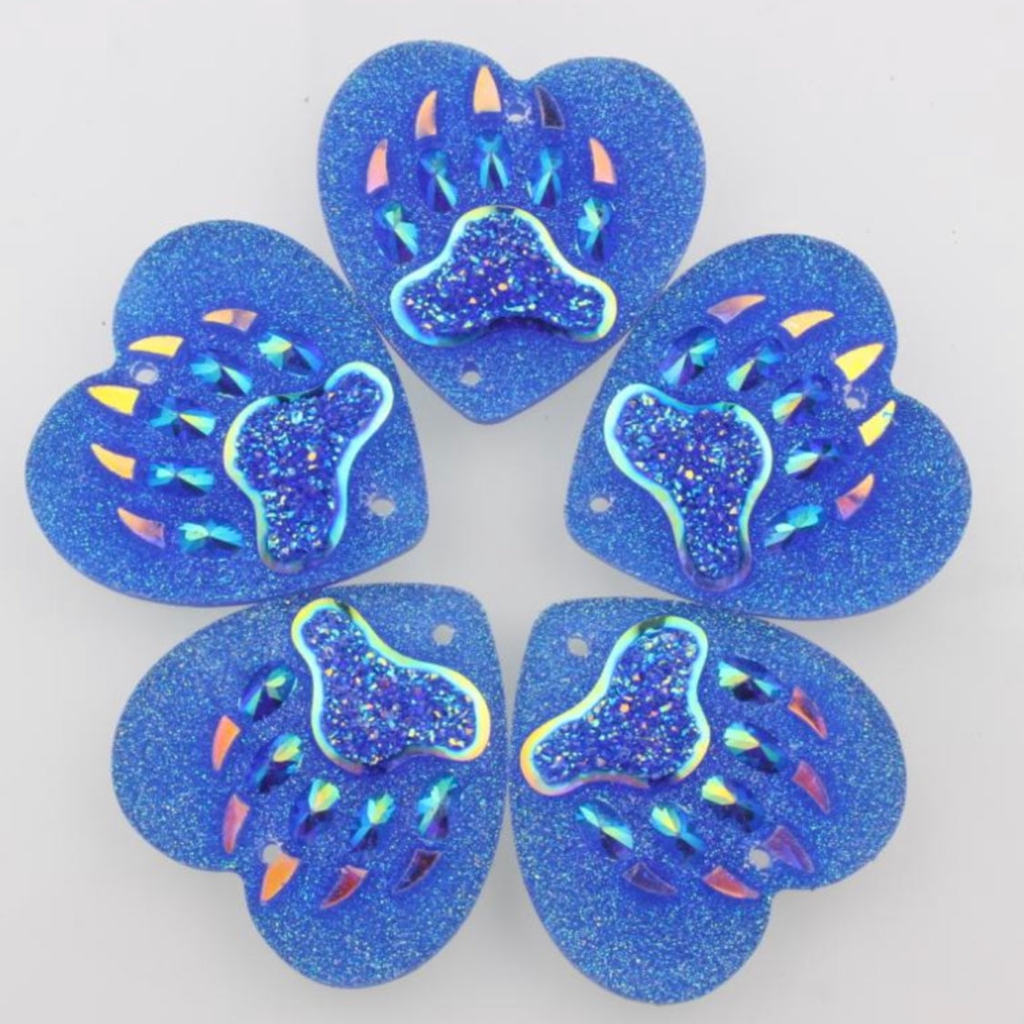 25mm Bear Paw AB, Heart, Resin, Sew On - See Color Options
