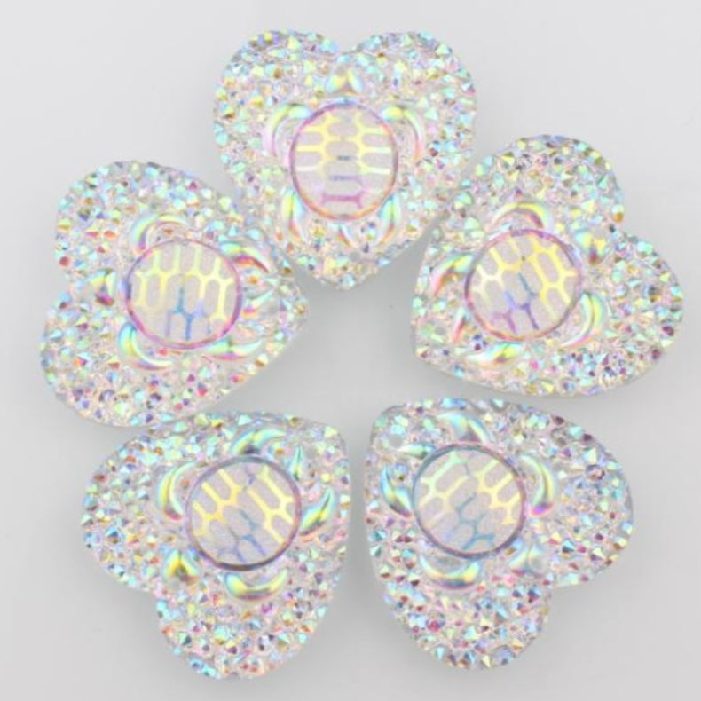 25mm Turtle AB, Heart, Resin, Sew On - See Color Options
