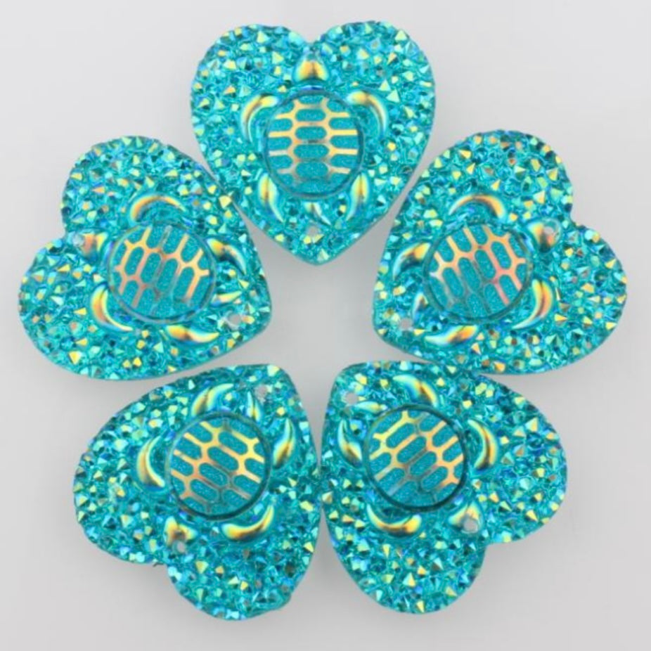 25mm Turtle AB, Heart, Resin, Sew On - See Color Options