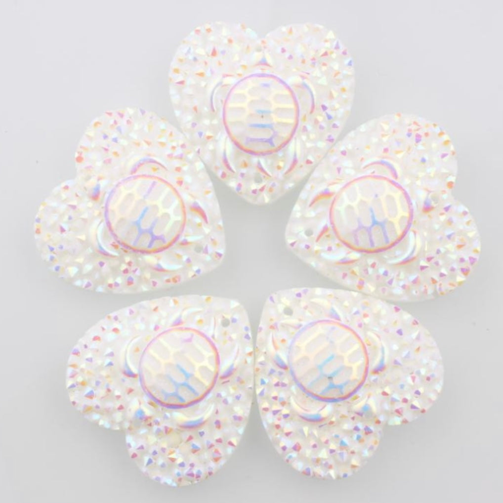 25mm Turtle AB, Heart, Resin, Sew On - See Color Options