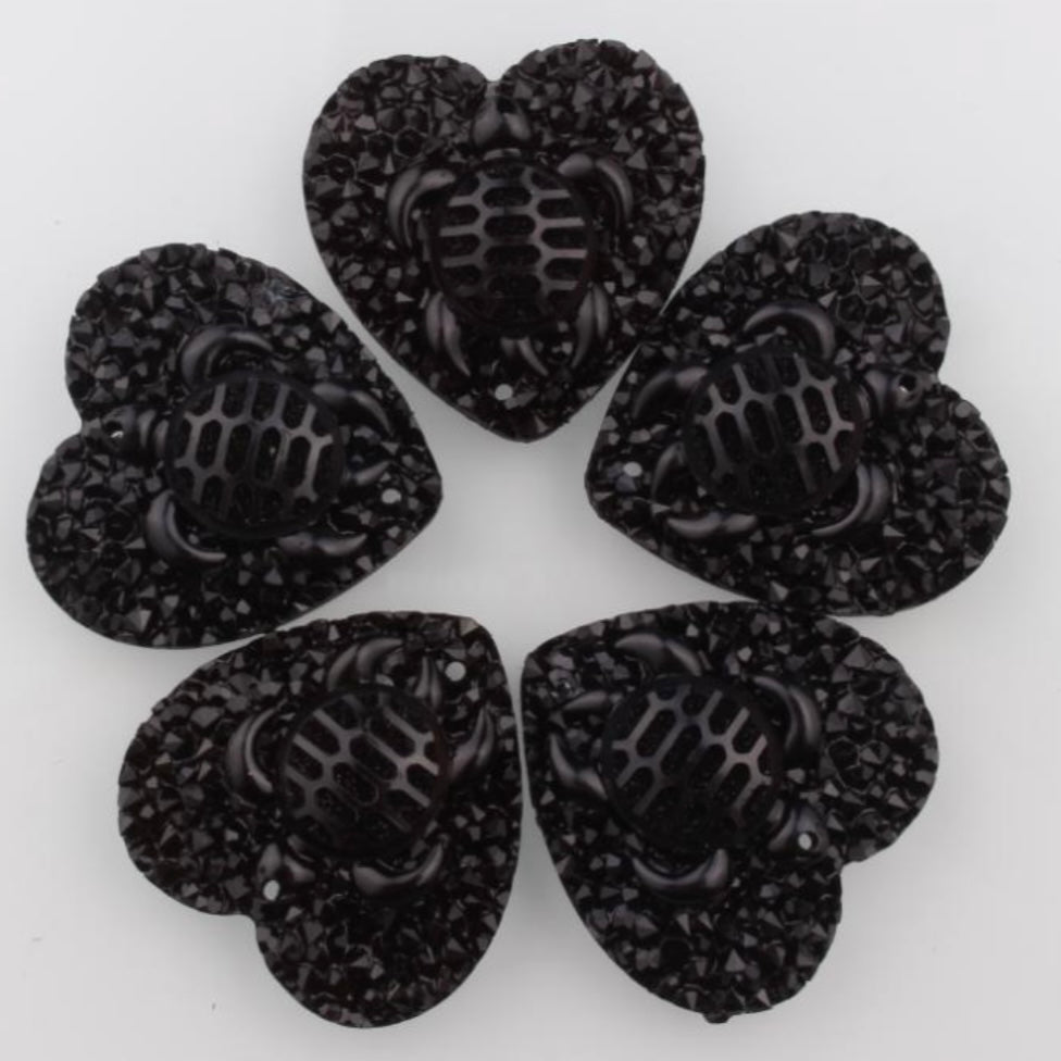 25mm Turtle AB, Heart, Resin, Sew On - See Color Options