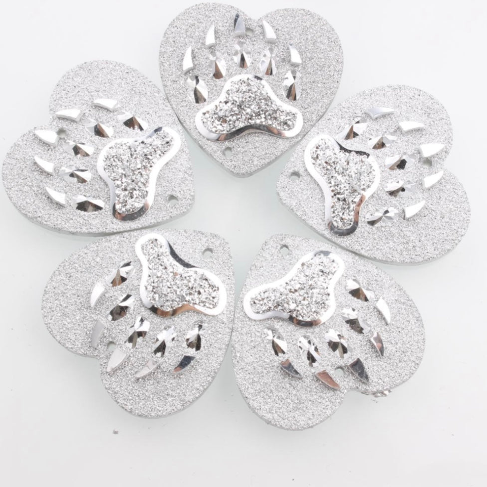 25mm Bear Paw AB, Heart, Resin, Sew On - See Color Options