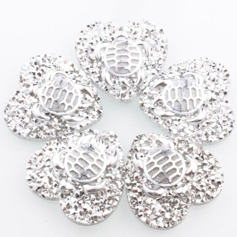 25mm Turtle AB, Heart, Resin, Sew On - See Color Options