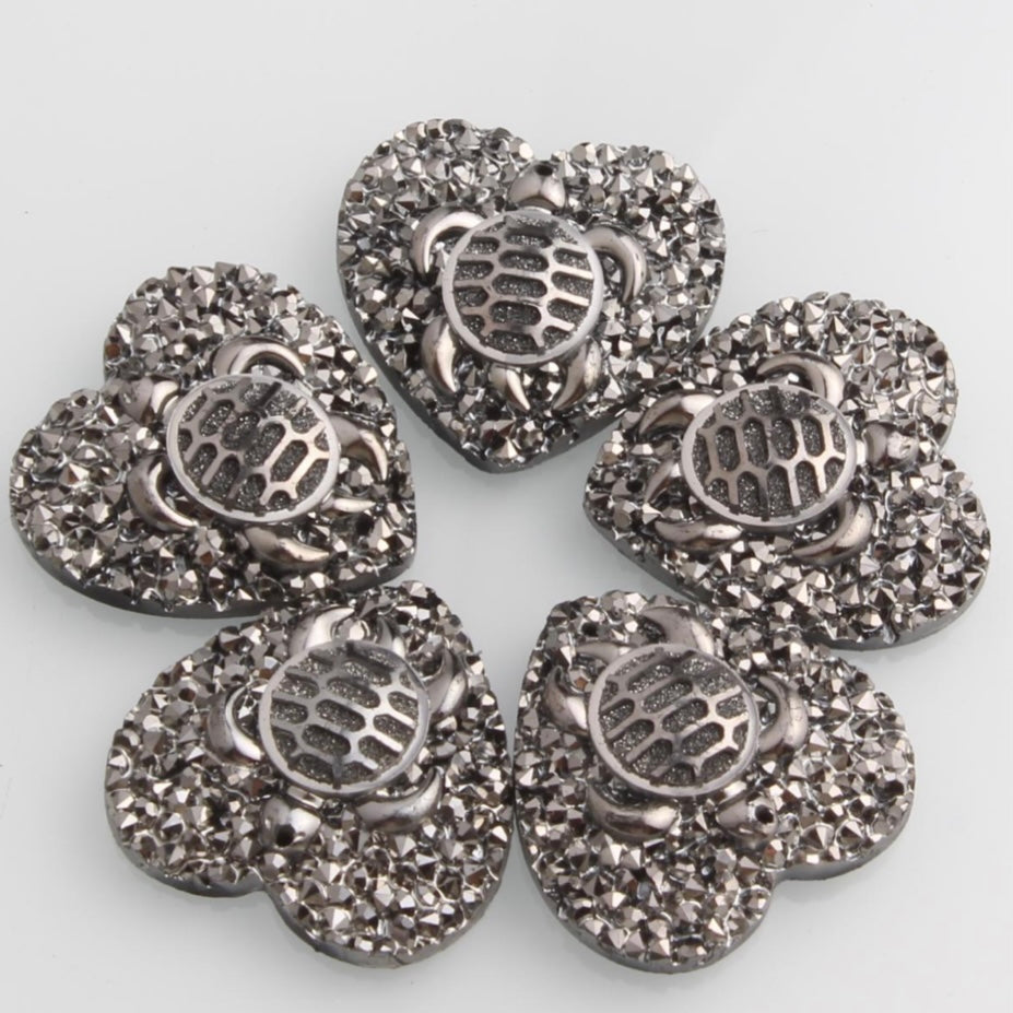 25mm Turtle AB, Heart, Resin, Sew On - See Color Options