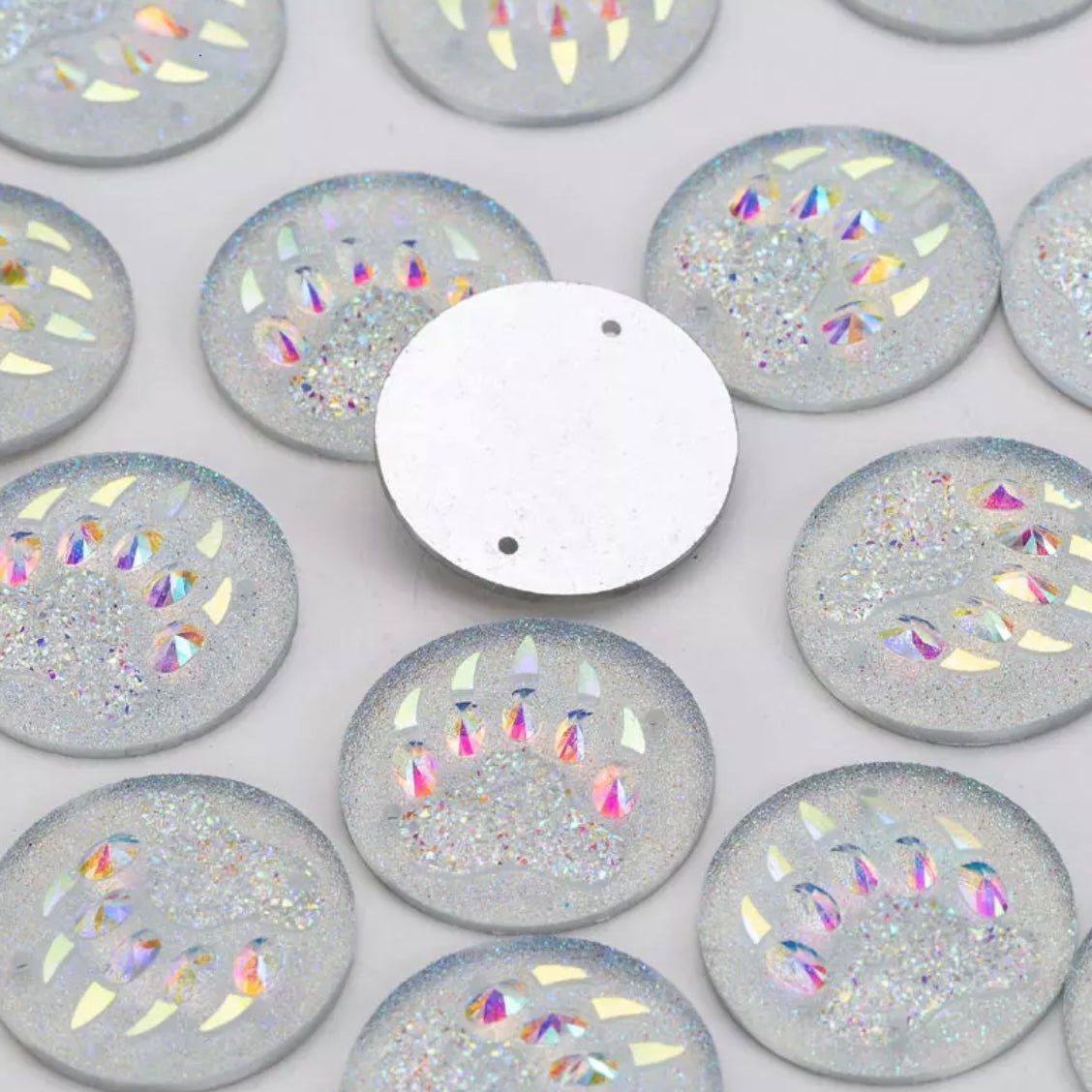 25mm Bear Paw Circle, Resin, Sew On - See Color Options