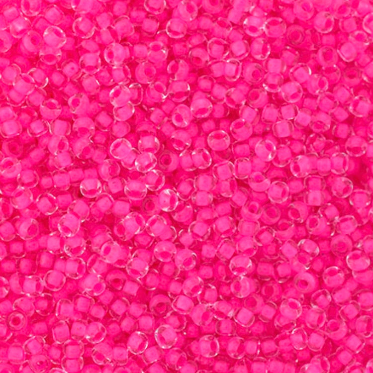 Perles de rocaille Preciosa 10/0 Crystal C/L Neon Pink, flacon de 22 g