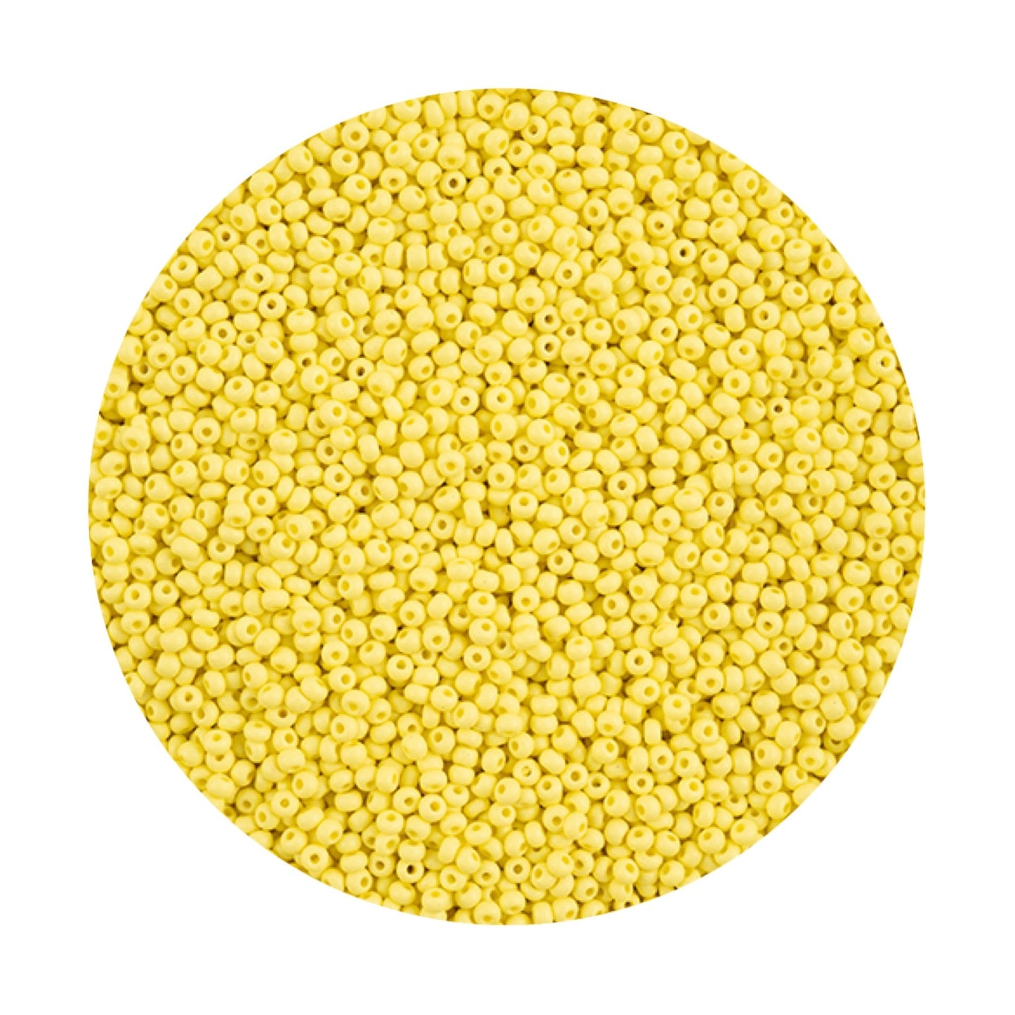 Perles de rocaille Preciosa Permalux 11/0, teintes en craie jaune clair mat, sachets de 23 g
