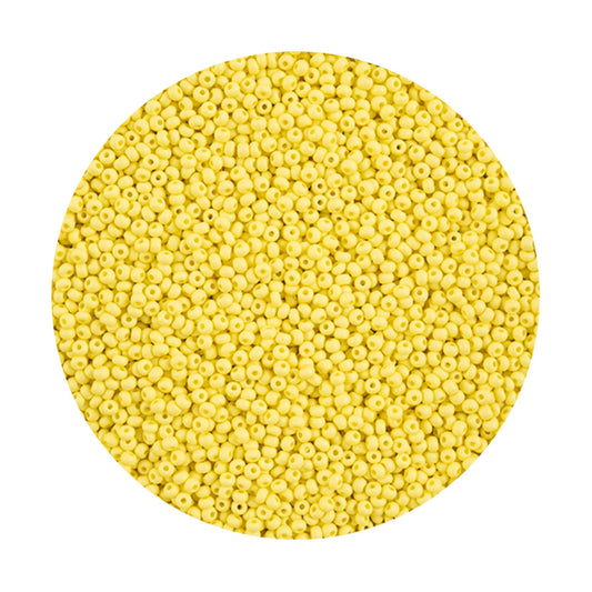 Perles de rocaille Preciosa Permalux 11/0, teintes en craie jaune clair mat, sachets de 23 g