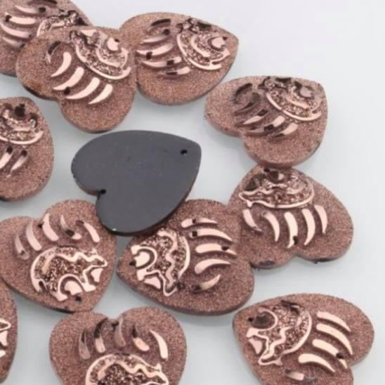 25mm Bear in Paw Heart, Resin, Sew On - See Color Options