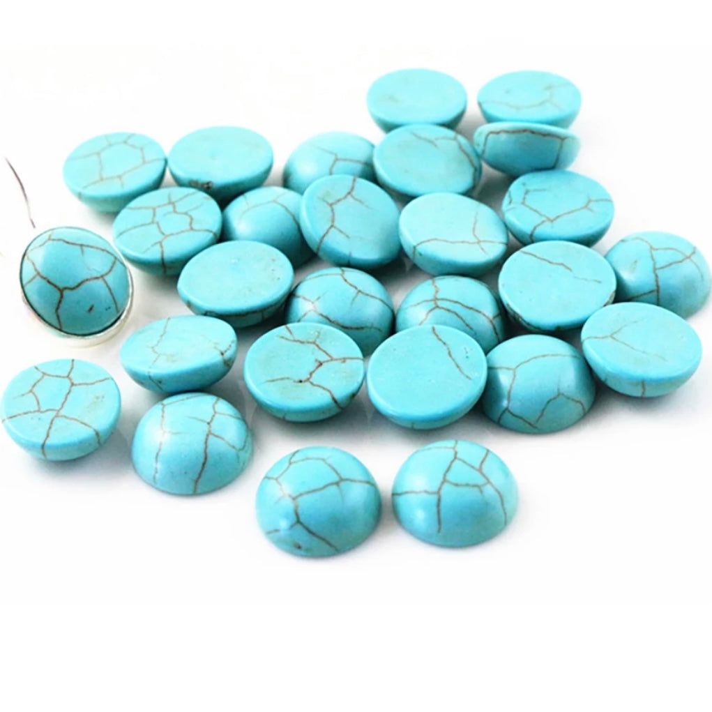 12mm Half Dome, Turquoise Colour Stone Material, Glue On Gem