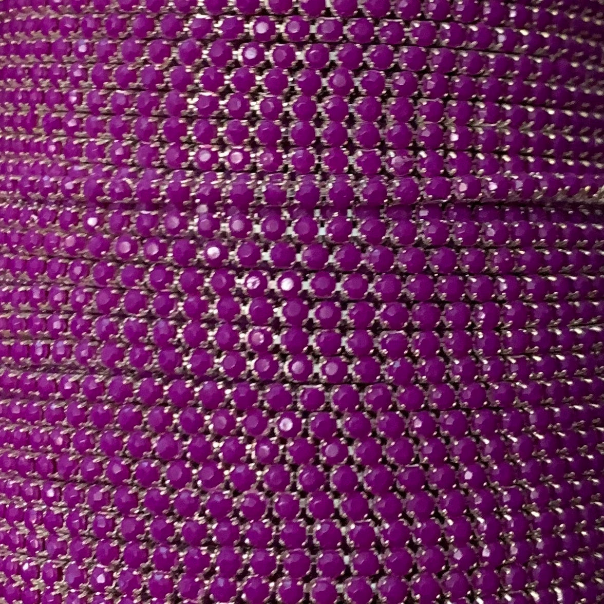 1 Yard SS6 Silver Base Acrylic Stone, Metal Chain Banding - See Color Options