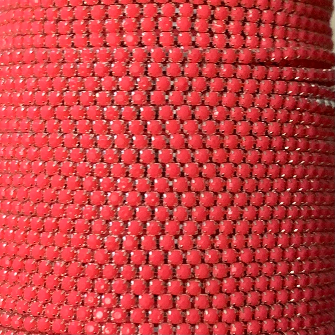 1 Yard SS6 Silver Base Acrylic Stone, Metal Chain Banding - See Color Options