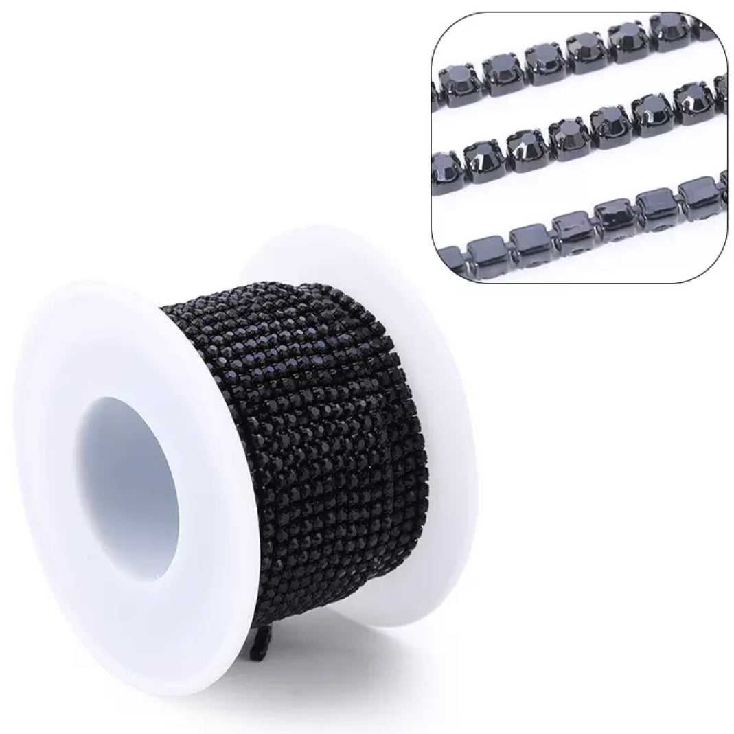 1 Yard SS6 Colorful Base, Metal Rhinestone Chain Banding - See Color Options