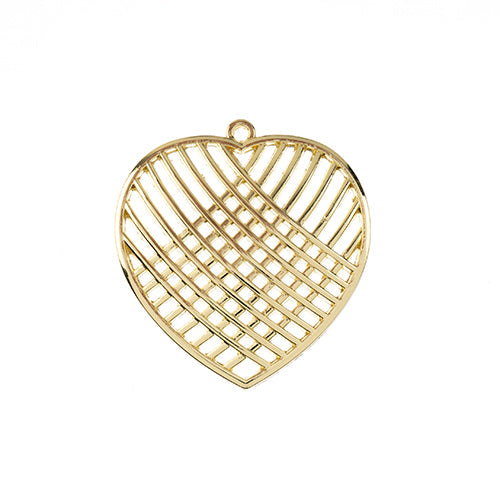 Pendentif en forme de cœur croisé couleur or, 4 pièces/paquet