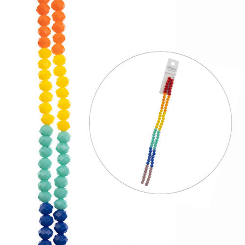Crystal Lane Rondelle 2 Strand 7in (apx78pcs) 4x6mm Rainbow Opaque