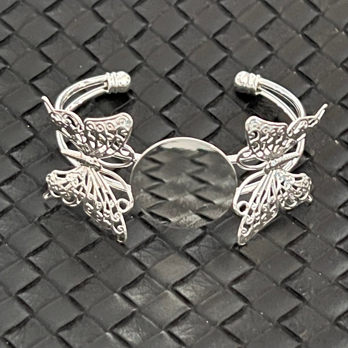 Bracelet manchette papillon en argent pour perles, centre 25 mm