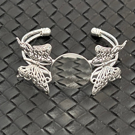 Butterfly Silver Cuff Bracelet, 25mm Center