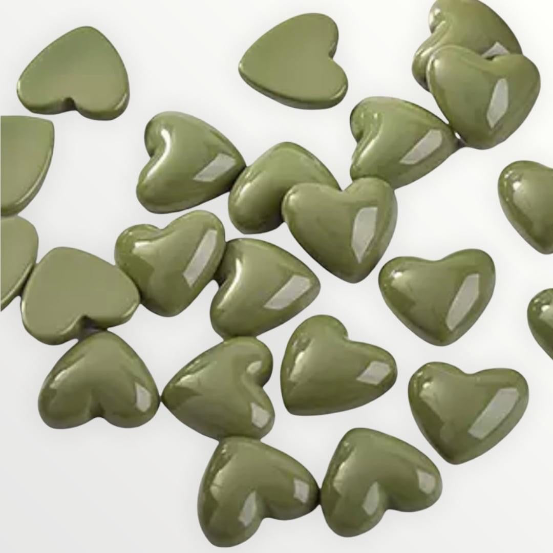 18mm Heart Shaped, Glue On Gloss Resin Gems, Sold in Pairs - See Color Options