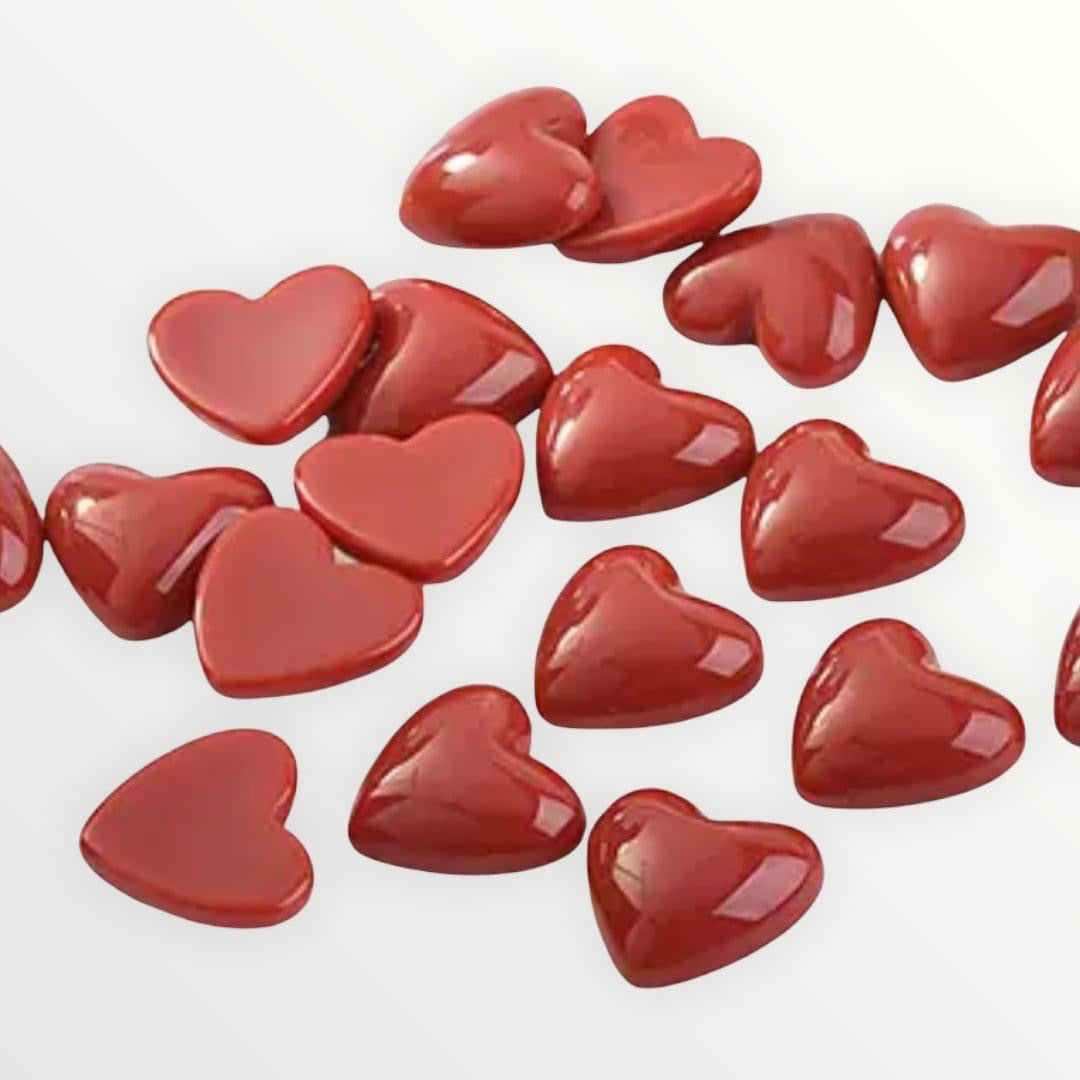 18mm Heart Shaped, Glue On Gloss Resin Gems, Sold in Pairs - See Color Options