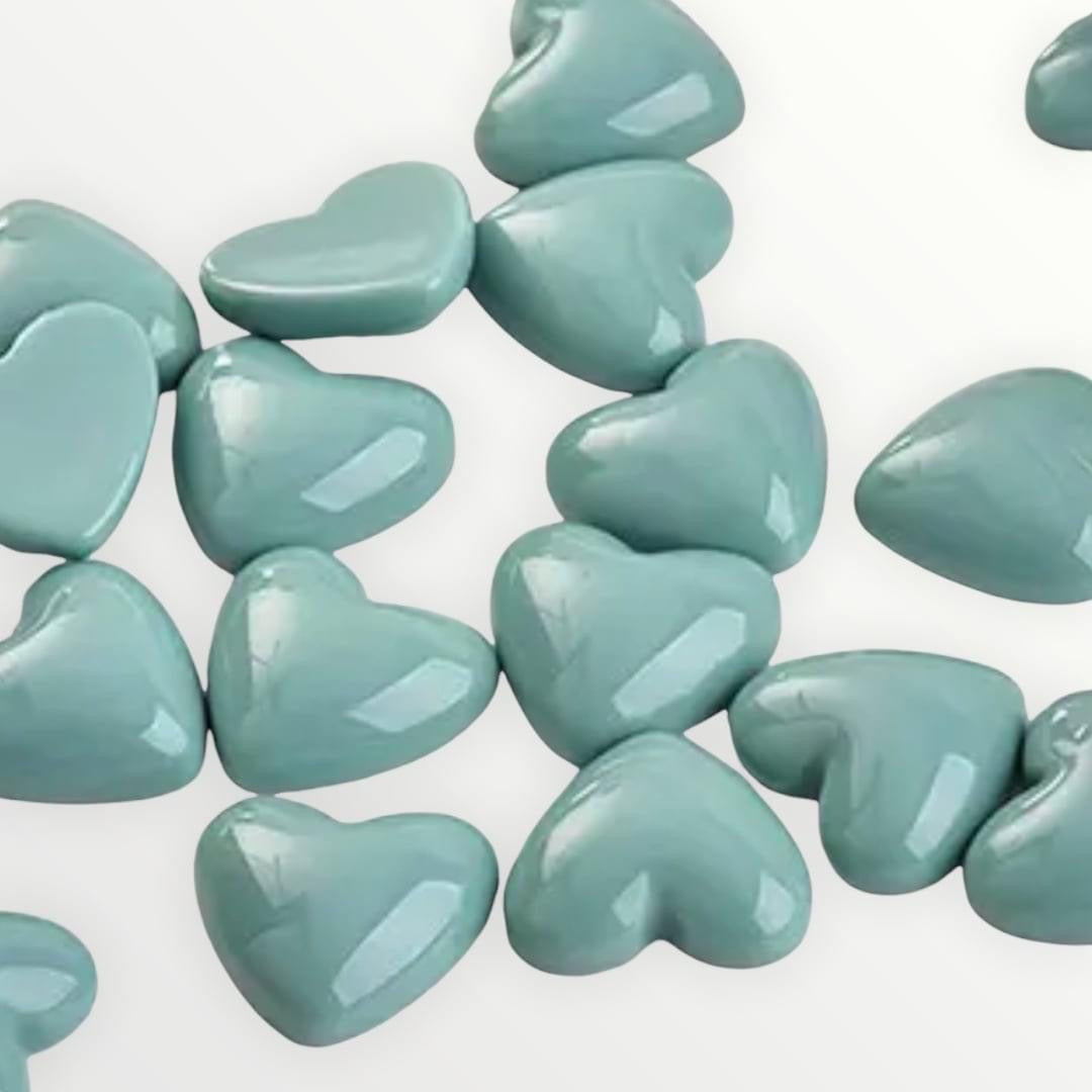 18mm Heart Shaped, Glue On Gloss Resin Gems, Sold in Pairs - See Color Options
