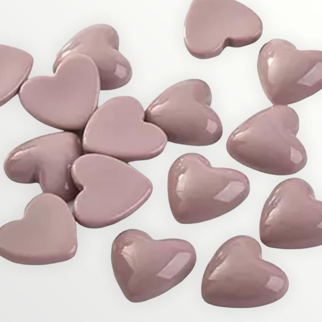 18mm Heart Shaped, Glue On Gloss Resin Gems, Sold in Pairs - See Color Options
