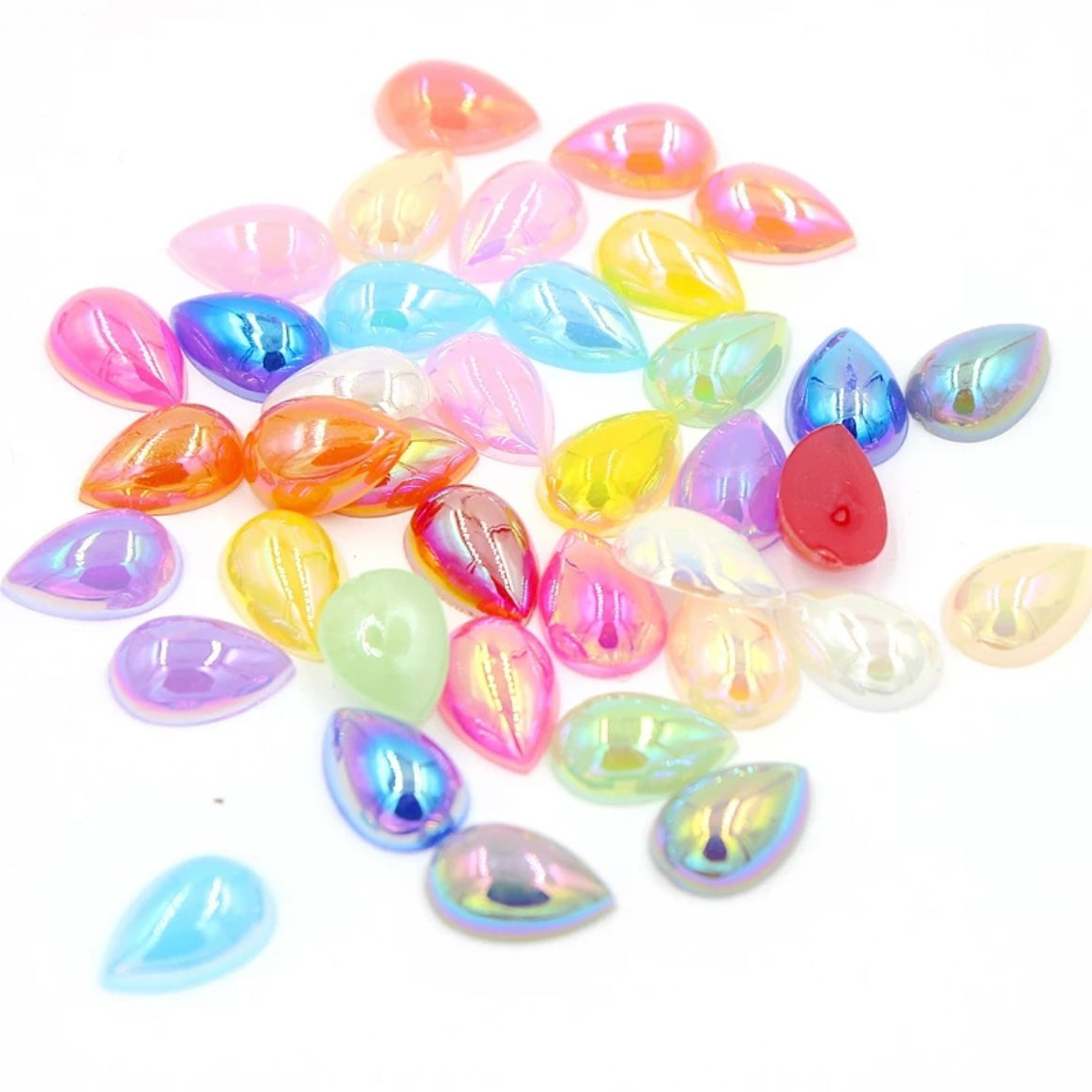 10*14mm Acrylic AB Teardrop, Glue On - See Color Options