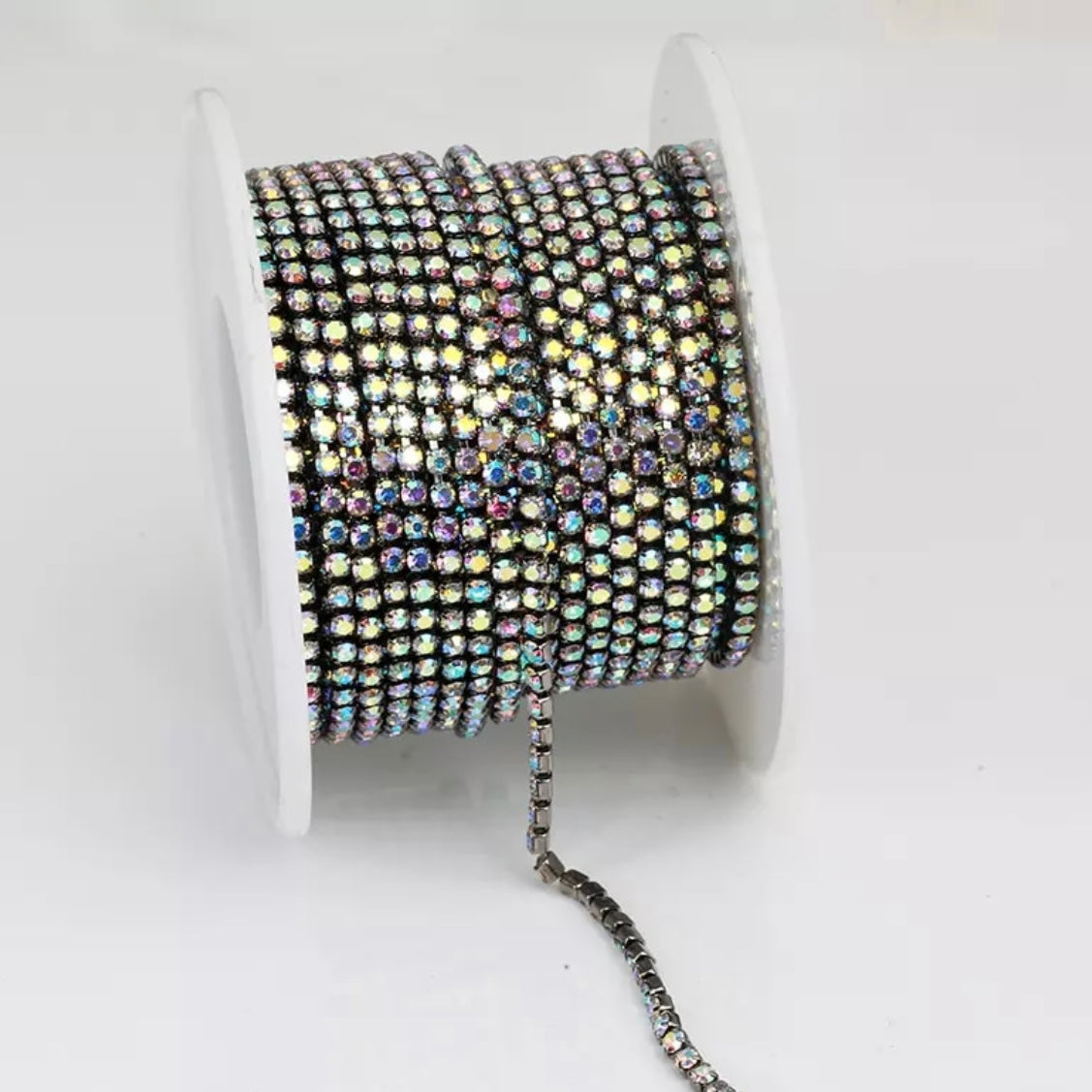 1 Yard SS6 Colorful Base, Metal Rhinestone Chain Banding - See Color Options