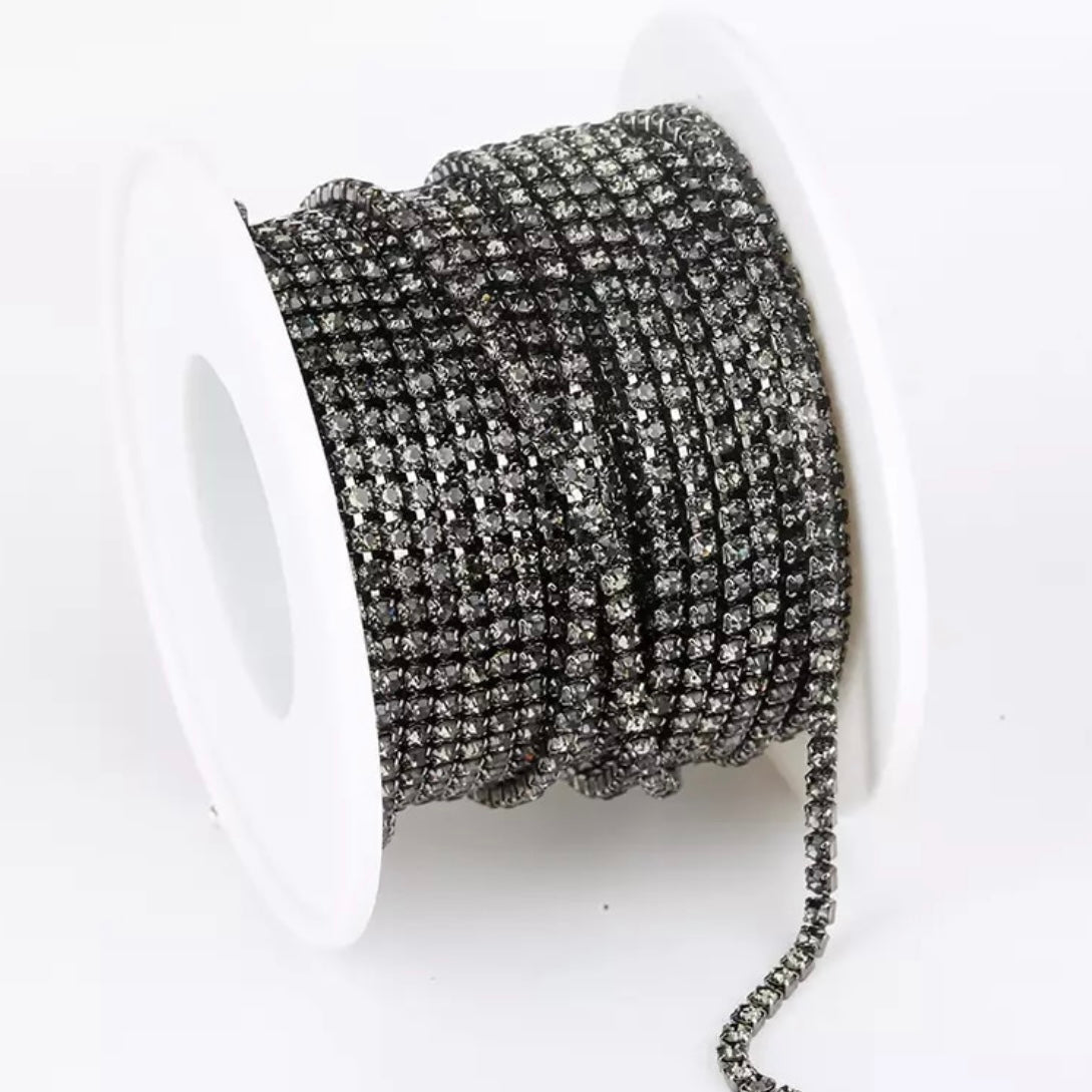 1 Yard SS6 Colorful Base, Metal Rhinestone Chain Banding - See Color Options