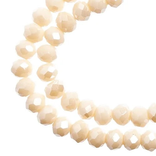 Crystal Lane Rondelle 2 brins 7 pouces (environ 78 pièces) 4 x 6 mm Crème opaque AB