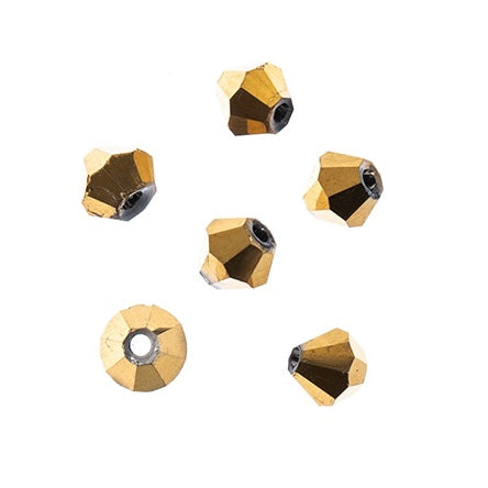 Crystal Lane Bicone 2 Strand 7in (apx96pcs) 4mm Opaque Gold Iris
