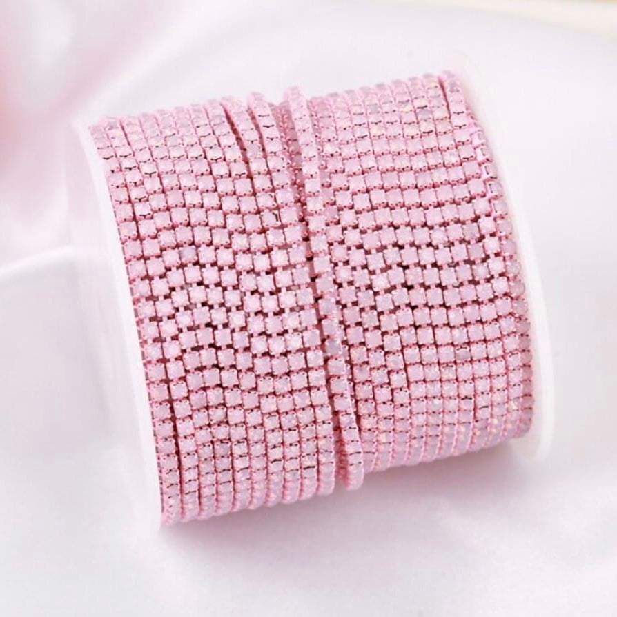1 Yard SS6 Opal, Metal Chain Rhinestone Banding - See Color Options