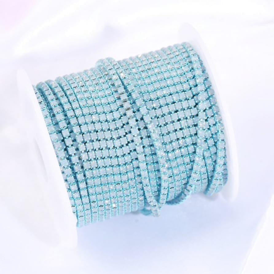1 Yard SS6 Opal, Metal Chain Rhinestone Banding - See Color Options
