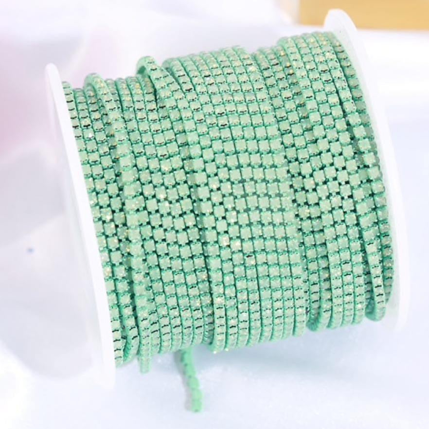 1 Yard SS6 Opal, Metal Chain Rhinestone Banding - See Color Options