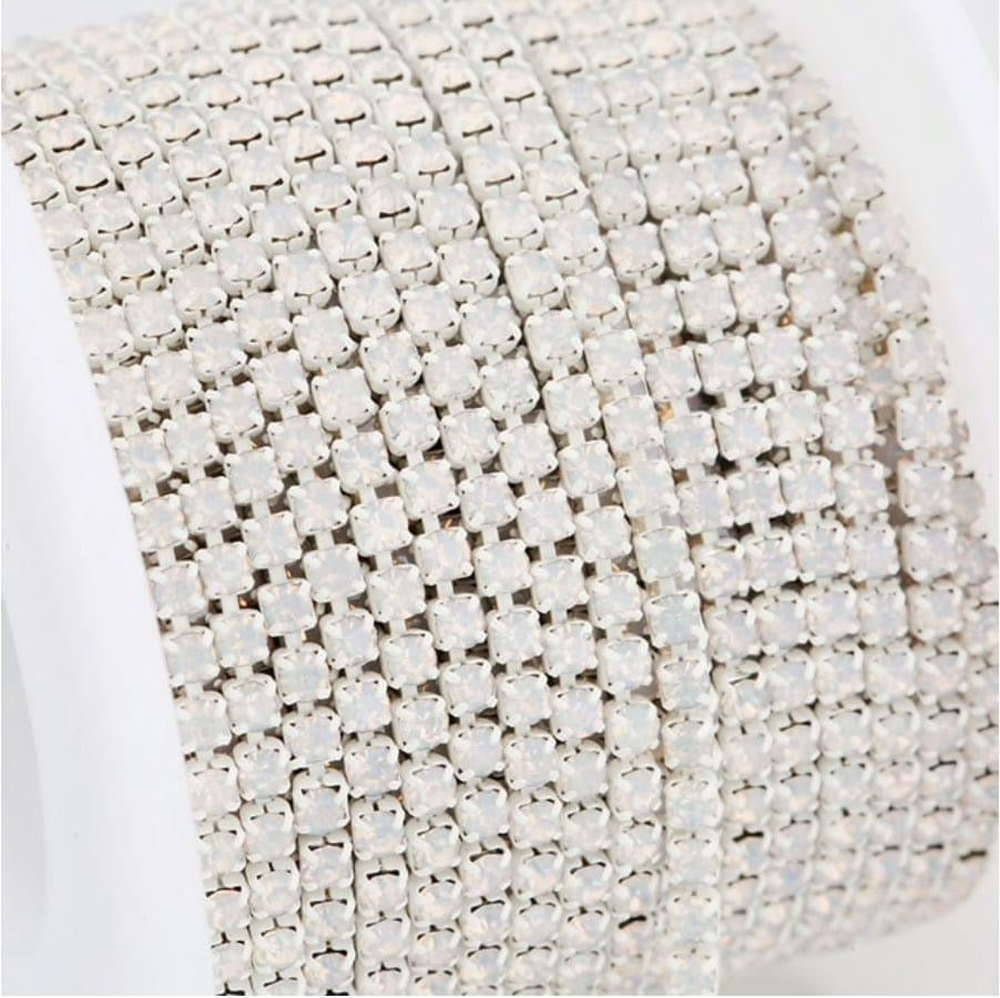 1 Yard SS6 Opal, Metal Chain Rhinestone Banding - See Color Options