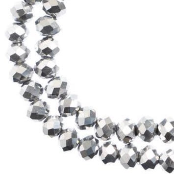 Crystal Lane Rondelle 2 brins 7 pouces (environ 78 pièces) 4x6 mm Iris argenté
