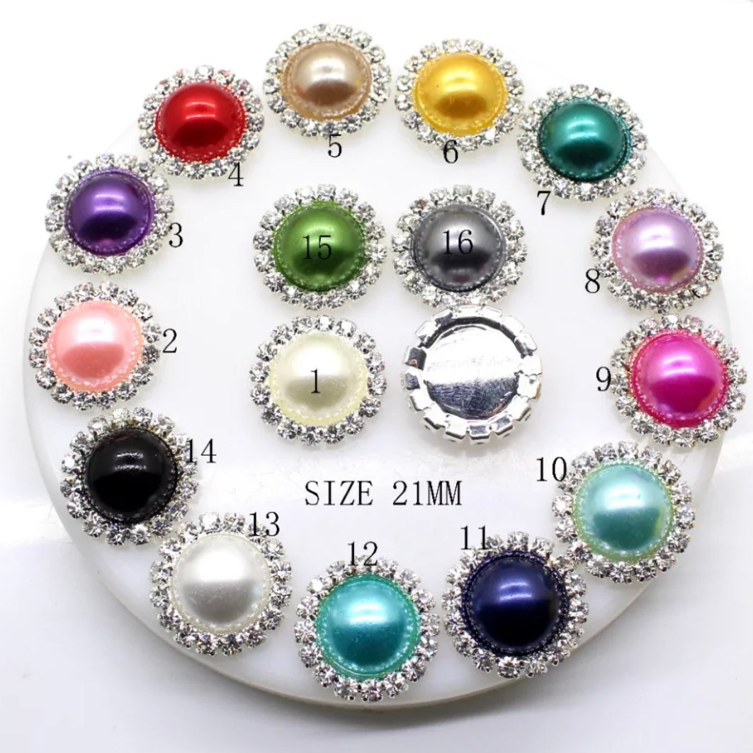 Perle ronde de 21 mm avec strass - Voir les options de couleur