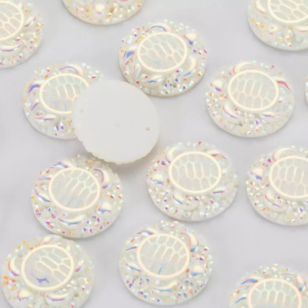 25mm Turtle AB, Circle, Resin, Sew On - See Color Options