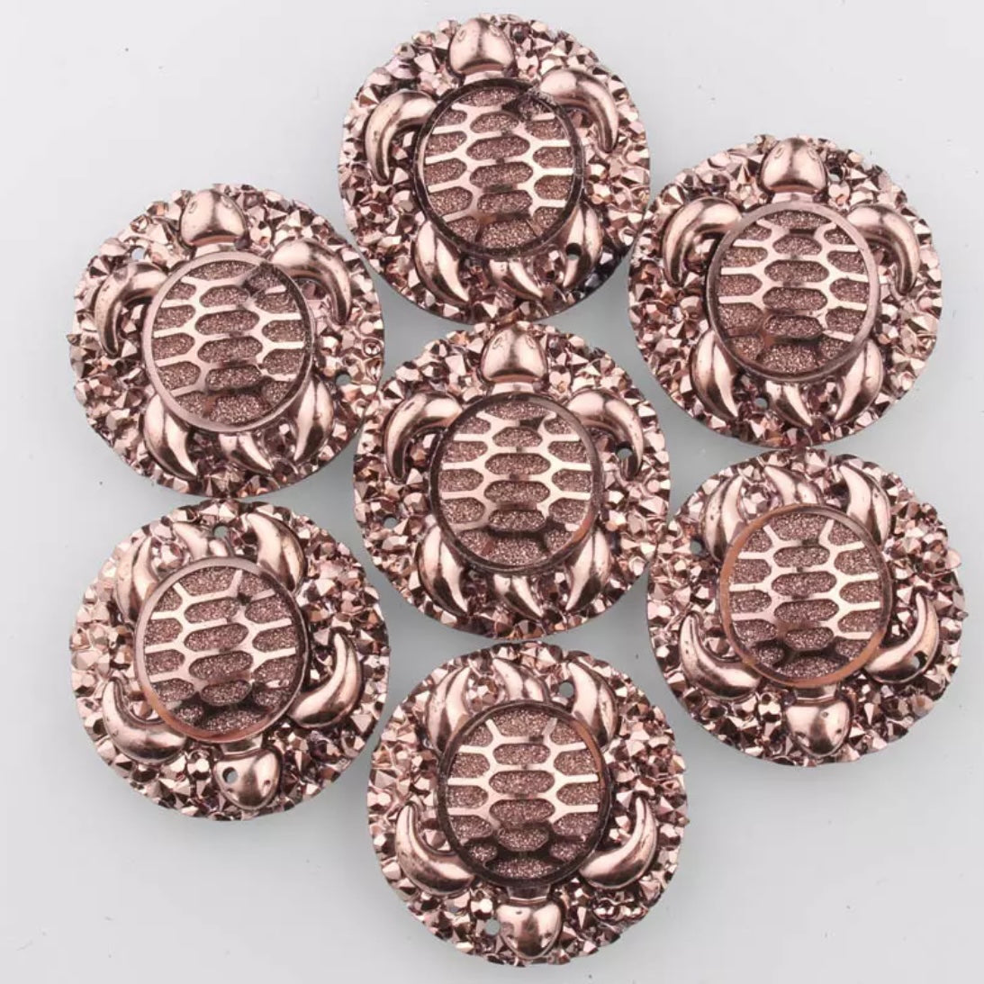 25mm Turtle AB, Circle, Resin, Sew On - See Color Options