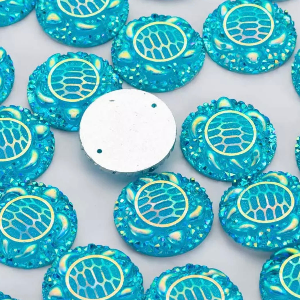 25mm Turtle AB, Circle, Resin, Sew On - See Color Options