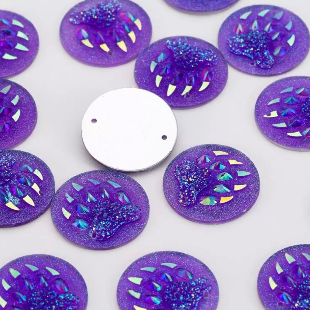 25mm Bear Paw Circle, Resin, Sew On - See Color Options